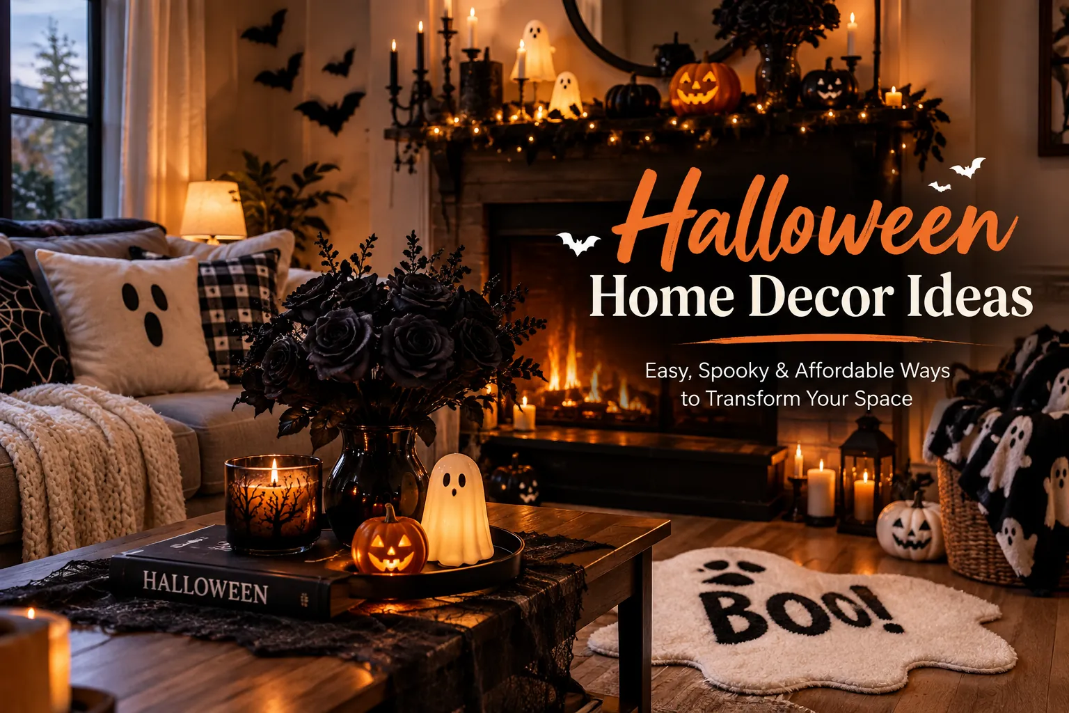 Halloween home decor ideas for a cozy and spooky living room